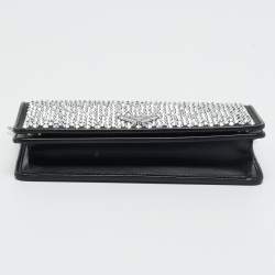 Pre Owned Prada Black Satin Crystal Embellished Wallet on Chain