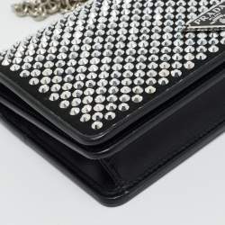 Pre Owned Prada Black Satin Crystal Embellished Wallet on Chain