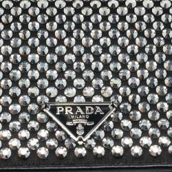 Pre Owned Prada Black Satin Crystal Embellished Wallet on Chain
