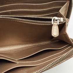 Pre Owned Prada Silver/Gold Woven Madras Leather Zip Continental Wallet