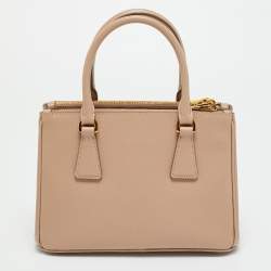 Pre Owned Prada Beige Saffiano Lux Leather Small Galleria Tote