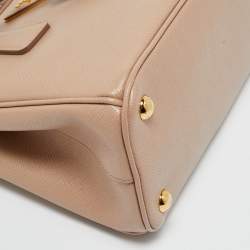 Pre Owned Prada Beige Saffiano Lux Leather Small Galleria Tote