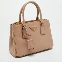 Pre Owned Prada Beige Saffiano Lux Leather Small Galleria Tote