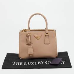 Pre Owned Prada Beige Saffiano Lux Leather Small Galleria Tote