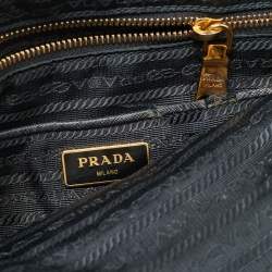 Pre Owned Prada Black Saffiano Leather and Nylon Front Pocket Tote