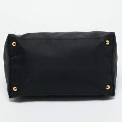 Pre Owned Prada Black Saffiano Leather and Nylon Front Pocket Tote