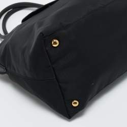 Pre Owned Prada Black Saffiano Leather and Nylon Front Pocket Tote
