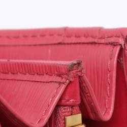 Pre Owned Prada Pink Vitello Move Leather Logo Flap Wallet On Chain