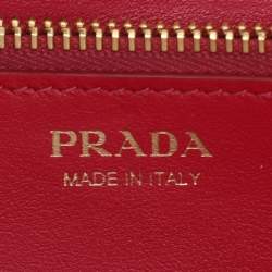 Pre Owned Prada Pink Vitello Move Leather Logo Flap Wallet On Chain