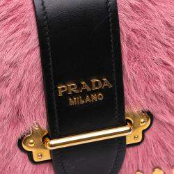Pre Owned Prada Pink City Calf Trimmed Cavallino Cahier Crossbody