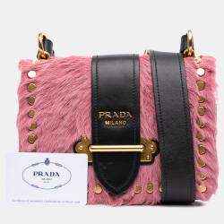 Pre Owned Prada Pink City Calf Trimmed Cavallino Cahier Crossbody