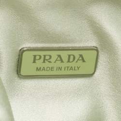 Pre Owned Prada Mint Green Satin Crystal Studded Triangle Shoulder Bag