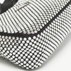 Pre Owned Prada Black Satin Crystals Re-Edition 2000 Shoulder Bag