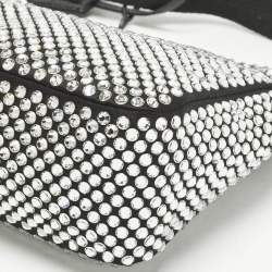 Pre Owned Prada Black Satin Crystals Re-Edition 2000 Shoulder Bag