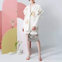 Pre Owned Prada Black Satin Crystals Re-Edition 2000 Shoulder Bag