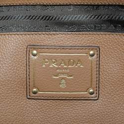 Pre Owned Prada Brown Vitello Phoenix Leather Shopper Tote