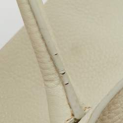 Pre Owned Prada Off White Vitello Daino Leather Tote