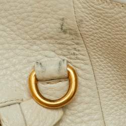 Pre Owned Prada Off White Vitello Daino Leather Tote