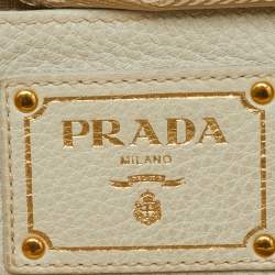 Pre Owned Prada Off White Vitello Daino Leather Tote