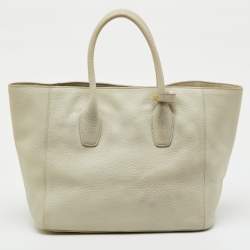 Pre Owned Prada Off White Vitello Daino Leather Tote