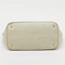 Pre Owned Prada Off White Vitello Daino Leather Tote