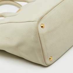 Pre Owned Prada Off White Vitello Daino Leather Tote