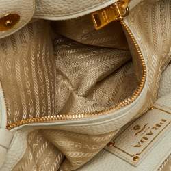 Pre Owned Prada Off White Vitello Daino Leather Tote