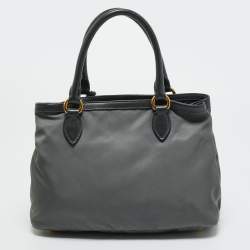 Pre Owned Prada Grey Nylon and Leather Tote