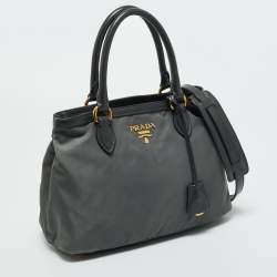 Pre Owned Prada Grey Nylon and Leather Tote