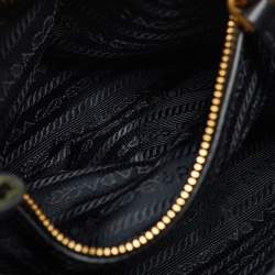 Pre Owned Prada Black/Green Leather and Nylon Corsaire Crossbody Bag