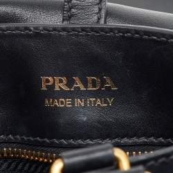 Pre Owned Prada Black/Green Leather and Nylon Corsaire Crossbody Bag