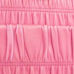 Pre Owned Prada Fuchsia Nappa Gaufre Leather Flap Shoulder Bag