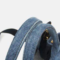 Pre Owned Prada Canapa Blue Denim Tote Bag