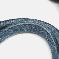 Pre Owned Prada Canapa Blue Denim Tote Bag