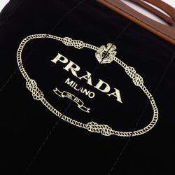 Pre Owned Prada Black Brown Canvas Canappa Legno Shopper Bag