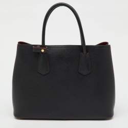 Pre Owned Prada Black Leather Medium Double Handle Tote