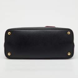 Pre Owned Prada Black Leather Medium Double Handle Tote