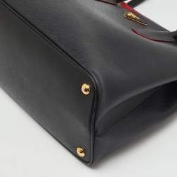Pre Owned Prada Black Leather Medium Double Handle Tote