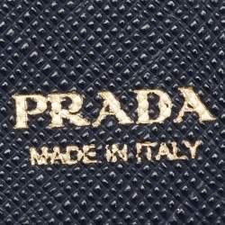 Pre Owned Prada Navy Blue Saffiano Leather Compact Wallet