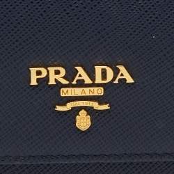Pre Owned Prada Navy Blue Saffiano Leather Compact Wallet