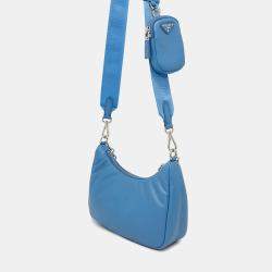 Pre Owned Prada Re-Edition 2005 Light Blue Leather Shoulder Bag