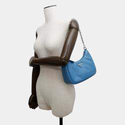 Pre Owned Prada Re-Edition 2005 Light Blue Leather Shoulder Bag