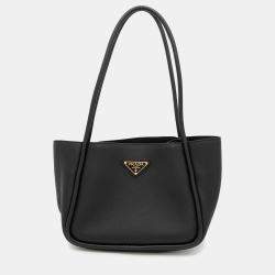 Pre Owned Prada Black Leather Shopping Tote Bag