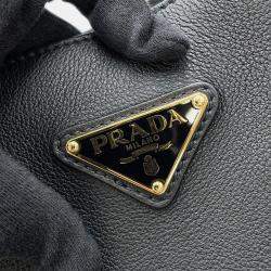 Pre Owned Prada Black Leather Shopping Tote Bag
