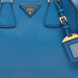 Pre Owned Prada Blue/Navy Blue Saffiano Lux Leather Small Galleria 2way Tote