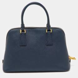 Pre Owned Prada Navy Blue Saffiano Leather Medium Promenade Satchel