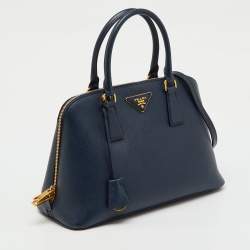 Pre Owned Prada Navy Blue Saffiano Leather Medium Promenade Satchel