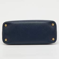 Pre Owned Prada Navy Blue Saffiano Leather Medium Promenade Satchel