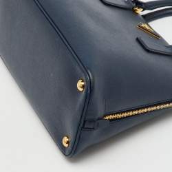Pre Owned Prada Navy Blue Saffiano Leather Medium Promenade Satchel