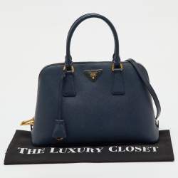 Pre Owned Prada Navy Blue Saffiano Leather Medium Promenade Satchel